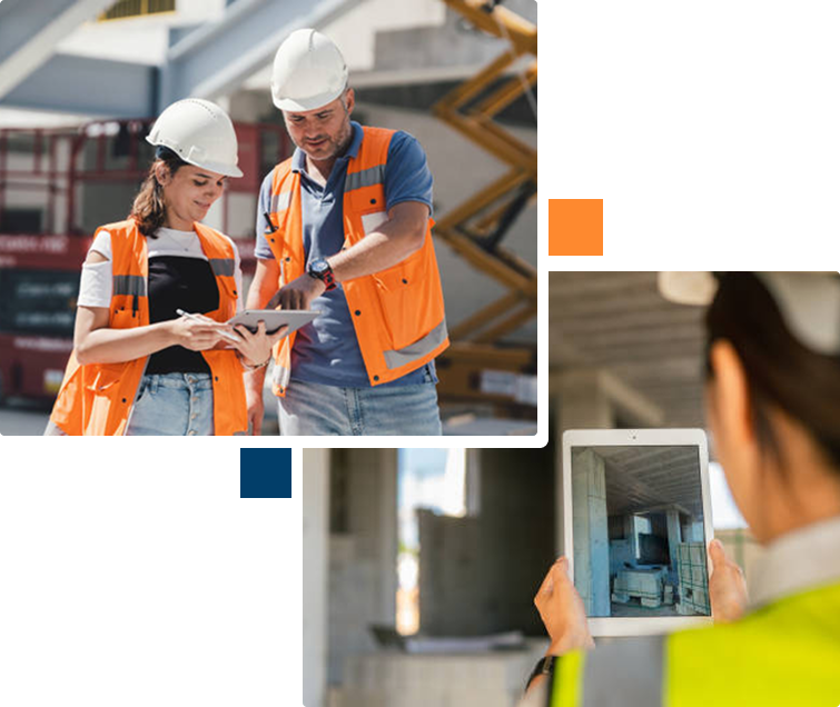 Construction site with people using the app Buildster App Canada