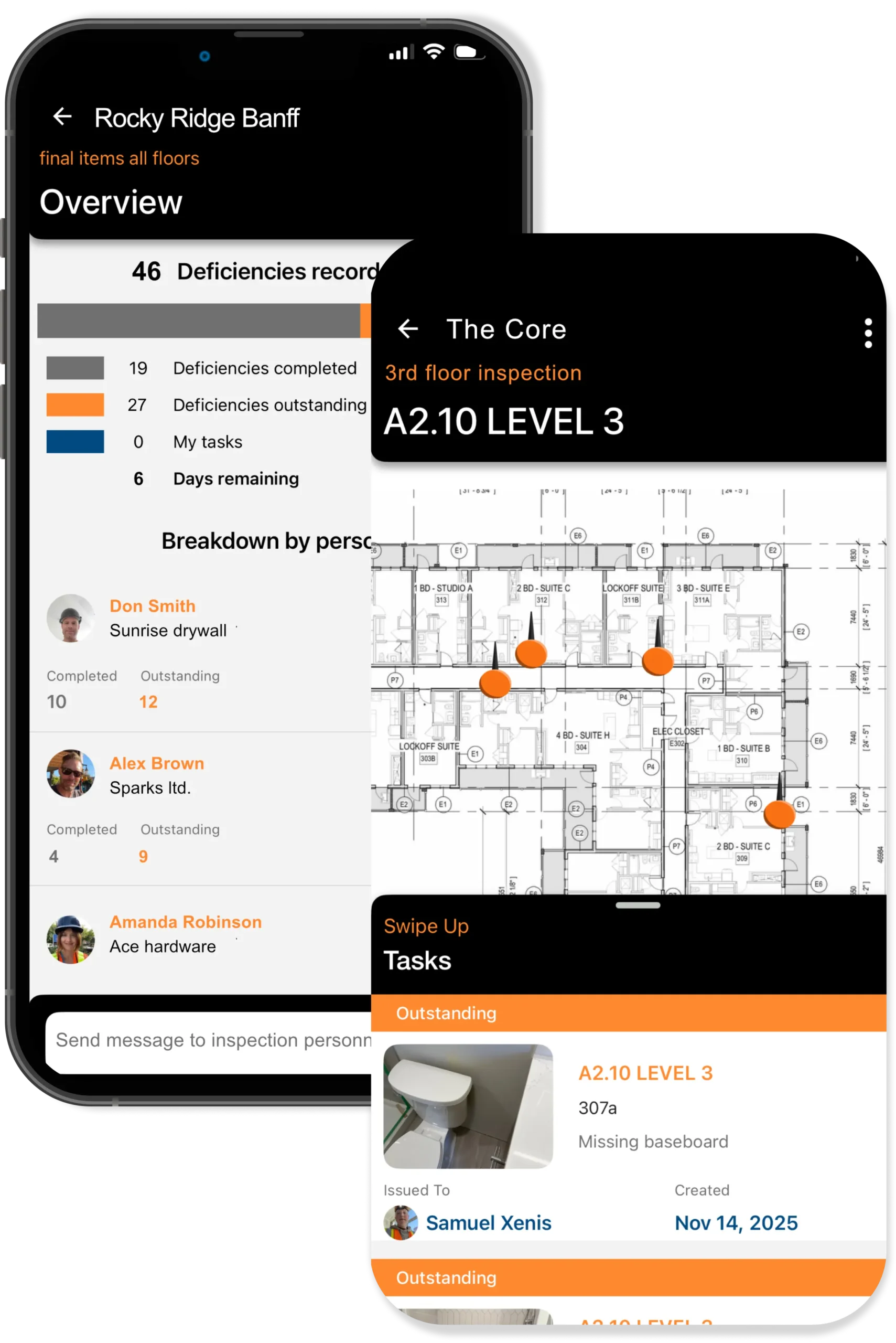 Field management and deficiency control, built for multi-family construction